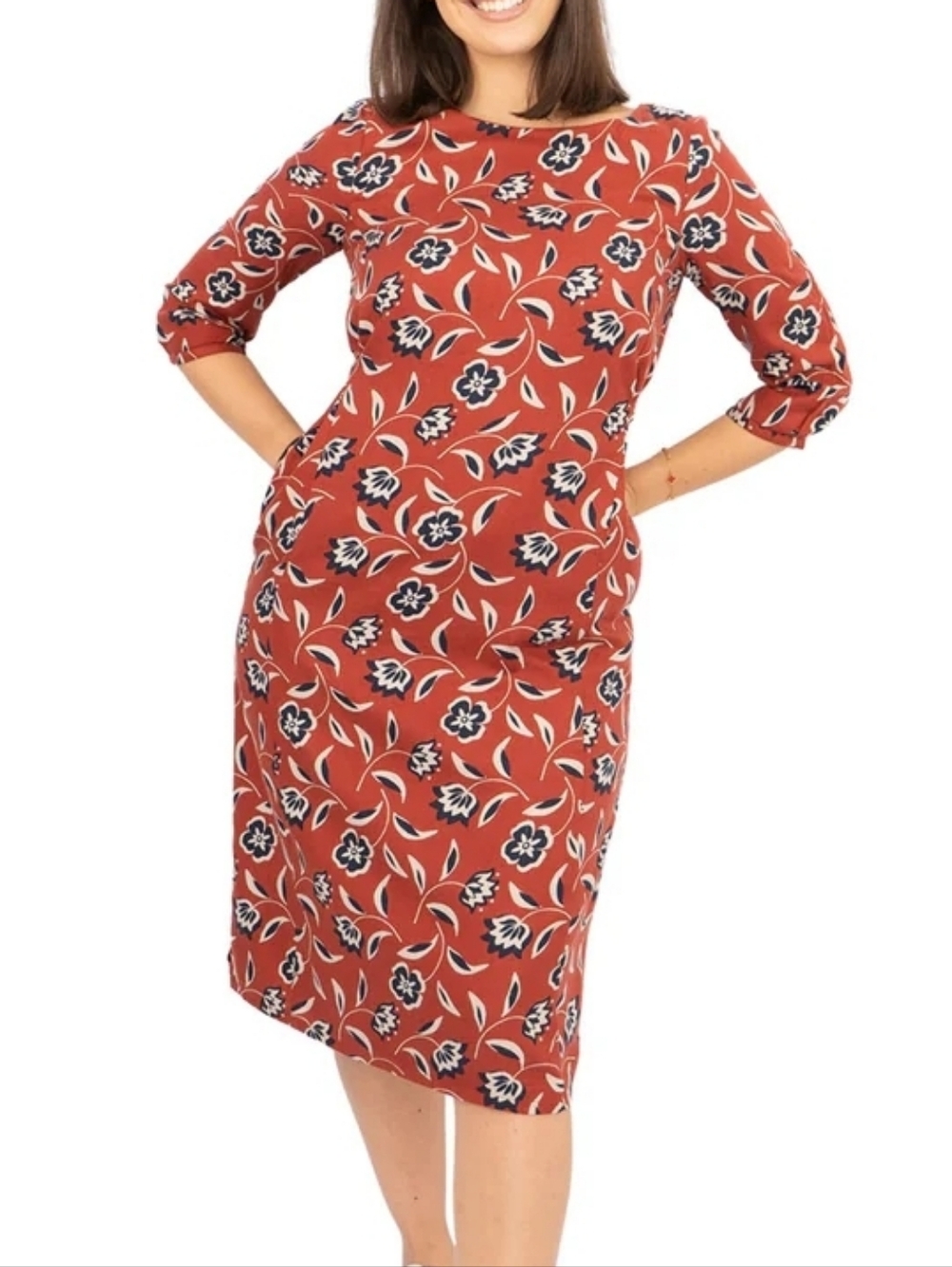 Seasalt Cornwall Wild Garden 3/4 Sleeve Floral Print Dress Size 12